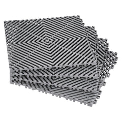 Interlocking Drainage Mat, 31 x 31 cm Modular Interlocking Cushion, 50 Pcs Splicing Drainage Mats, Non-Slip Gray PP Drainage Floor Tile and Shower Mat, for Garage, Garden, Kitchen & Outdoor