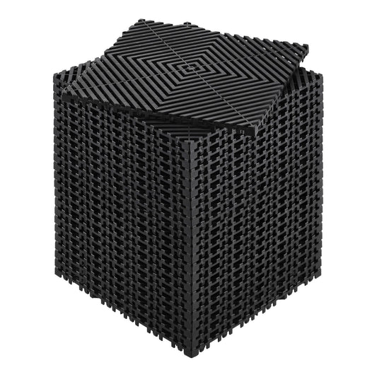 Interlocking Drainage Mat, 31 x 31 cm Modular Interlocking Cushion, 24 Pcs Splicing Drainage Mats, Non-Slip Black PP Drainage Floor Tile and Shower Mat, for Garage, Garden, Kitchen & Outdoor