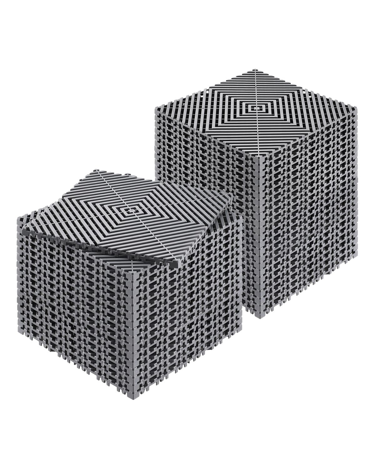 Interlocking Drainage Mat, 31 x 31 cm Modular Interlocking Cushion, 40 Pcs Splicing Drainage Mats, Non-Slip Gray PP Drainage Floor Tile and Shower Mat, for Garage, Garden, Kitchen & Outdoor