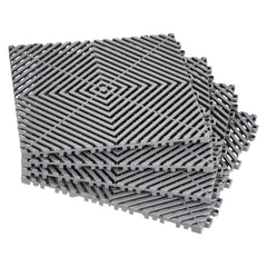 Interlocking Drainage Mat, 31 x 31 cm Modular Interlocking Cushion, 40 Pcs Splicing Drainage Mats, Non-Slip Gray PP Drainage Floor Tile and Shower Mat, for Garage, Garden, Kitchen & Outdoor