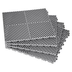 Interlocking Drainage Mat, 41.5 x 41.5 cm Modular Interlocking Cushion, 24 Pcs Splicing Drainage Mats, PP Non-Slip Drainage Floor Tile and Shower Mat, for Garage, Garden, Kitchen & Outdoor