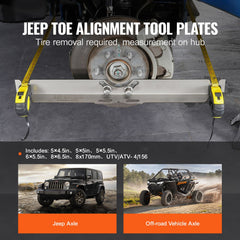 Wheel Alignment Tool, 2-Pack Toe Alignment Toe Plates, Stainless Steel Wheel Alignment Tool Plate, Toe Angle Accurate Measurement, Includes 2 Measuring Tapes & Conversion Chart