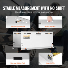 Wheel Alignment Tool, 2-Pack Alignment Tool Toe Plates, Stainless Steel Toe Angle Measurement Tool Plate, 4 Alignment Rods and Magnetic Slots, Includes Measuring Tapes & Conversion Chart