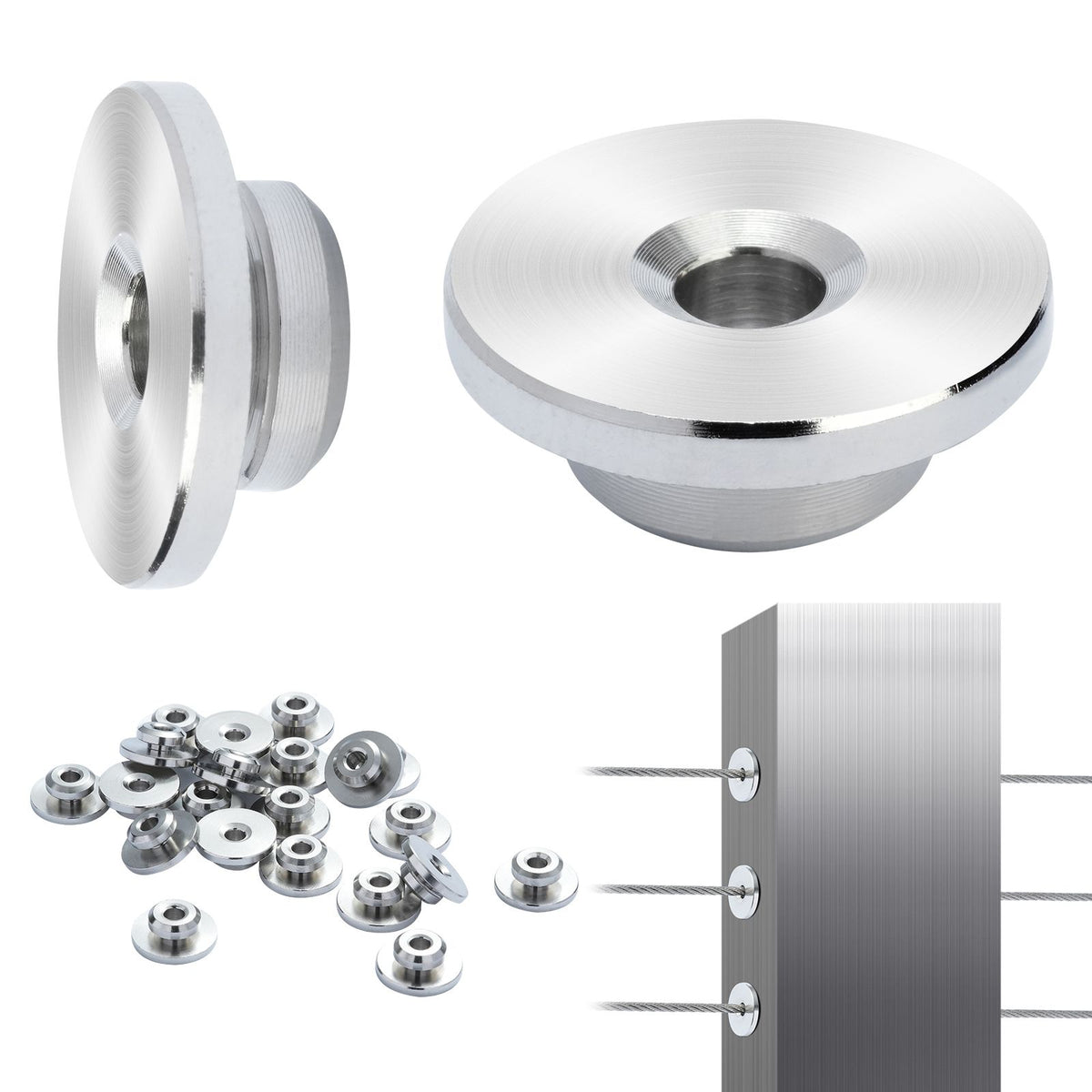 51Pack Cable Railing Kit 3.2mm Wheel Protector Sleeves, Bundle with Black Invisible 3.2mm Swage Tensioner and Terminal, Cable Railing Post Safeguard Covers for 0.41inch Horizontal Hole Post