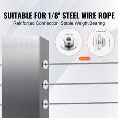 51Pack Cable Railing Kit 3.2mm Wheel Protector Sleeves, Bundle with Black Invisible 3.2mm Swage Tensioner and Terminal, Cable Railing Post Safeguard Covers for 0.41inch Horizontal Hole Post