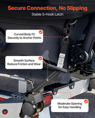 Wheel Chock Tie-Down Kit, Fixed Trailer Tie Down Strap, Car Tie Down Kit with S-Hook, Break Strength 748 kg & Working Load 250 kg Motorcycle Tie-Down System for Trailers, Boats, Snowmobiles