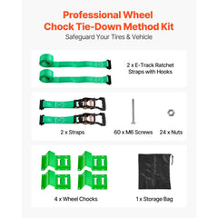 Wheel Chock Tie-Down Kit, Chock-Style Trailer Tie Down Strap, Car Tie Down Kit with Buckle, Break Strength 1986.73 kg & Working Load 662 kg Motorcycle Tie-Down System for ATVs, UTVs & Trailers