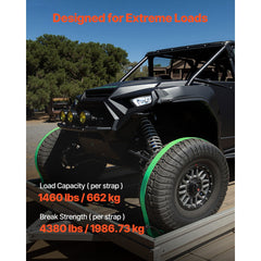 Wheel Chock Tie-Down Kit, Chock-Style Trailer Tie Down Strap, Car Tie Down Kit with Buckle, Break Strength 1986.73 kg & Working Load 662 kg Motorcycle Tie-Down System for ATVs, UTVs & Trailers