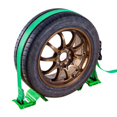 Wheel Chock Tie-Down Kit, Chock-Style Trailer Tie Down Strap, Car Tie Down Kit with Buckle, Break Strength 1986.73 kg & Working Load 662 kg Motorcycle Tie-Down System for ATVs, UTVs & Trailers