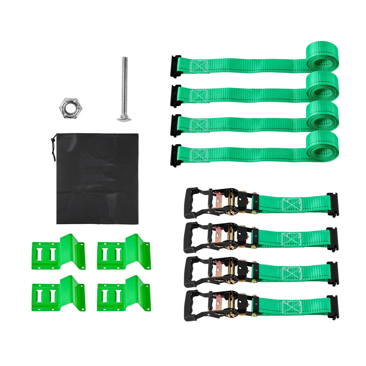 Wheel Chock Tie-Down Kit, Chock-Style Trailer Tie Down Strap, Car Tie Down Kit with Buckle, Break Strength 1986.73 kg & Working Load 662 kg Motorcycle Tie-Down System E-Hooks for ATVs, UTVs