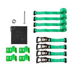 Wheel Chock Tie-Down Kit, Chock-Style Trailer Tie Down Strap, Car Tie Down Kit with Buckle, Break Strength 1986.73 kg & Working Load 662 kg Motorcycle Tie-Down System E-Hooks for ATVs, UTVs
