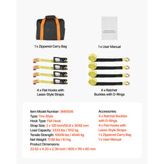 Wheel Chock Tie-Down Kit, Tire-Style Motorcycle Tie-Down System, Car Tie Down Kit with Flat Hook, Break Strength 4540 kg & Working Load 1512 kg Trailer Tie Down Strap for ATVs, SUVs, Trailers