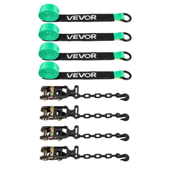 Wheel Chock Tie-Down Kit, Tire-Style Tow Dolly Strap, Car Tie Down Kit with Heavy-Duty Hook, Break Strength 4540 kg & Working Load 1512 kg Motorcycle Tie-Down System with O-Ring for ATV, SUV