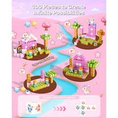 Magnetic Blocks, 100 PCS Princess Castle Set, Magnetic Building Cubes for Kids, STEM Montessori Sensory Toys for Christmas Birthday Gift, Construction Stacking Toy for 3+ Years Old Boys & Girls