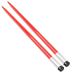 Pair Hay Spear 49" Bale Spear 3000 lbs Capacity, Bale Spike Quick Attach Square Hay Bale Spears 1 3/4", Red Coated Bale Forks, Bale Hay Spike with Hex Nut & Sleeve for Buckets Tractors Loaders