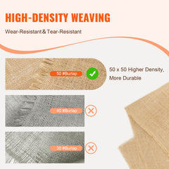 Burlap Fabric Roll, 1016 mm x 22.86 m & 50 x 50 Density Wide Natural Burlap Fabric Rolls, Jute Fabric Burlap Tree Wrap Roll, for Decor, Crafts, Wedding, Gardening, Plant & Tree Winter Covering