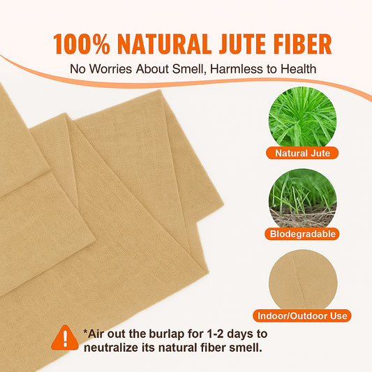 Burlap Fabric Roll, 1016 mm x 22.86 m & 50 x 50 Density Wide Natural Burlap Fabric Rolls, Jute Fabric Burlap Tree Wrap Roll, for Decor, Crafts, Wedding, Gardening, Plant & Tree Winter Covering