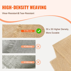 Burlap Fabric Roll, 1016 mm x 22.86 m & 50 x 50 Density Wide Natural Burlap Fabric Rolls, Jute Fabric Burlap Tree Wrap Roll, for Decor, Crafts, Wedding, Gardening, Plant & Tree Winter Covering
