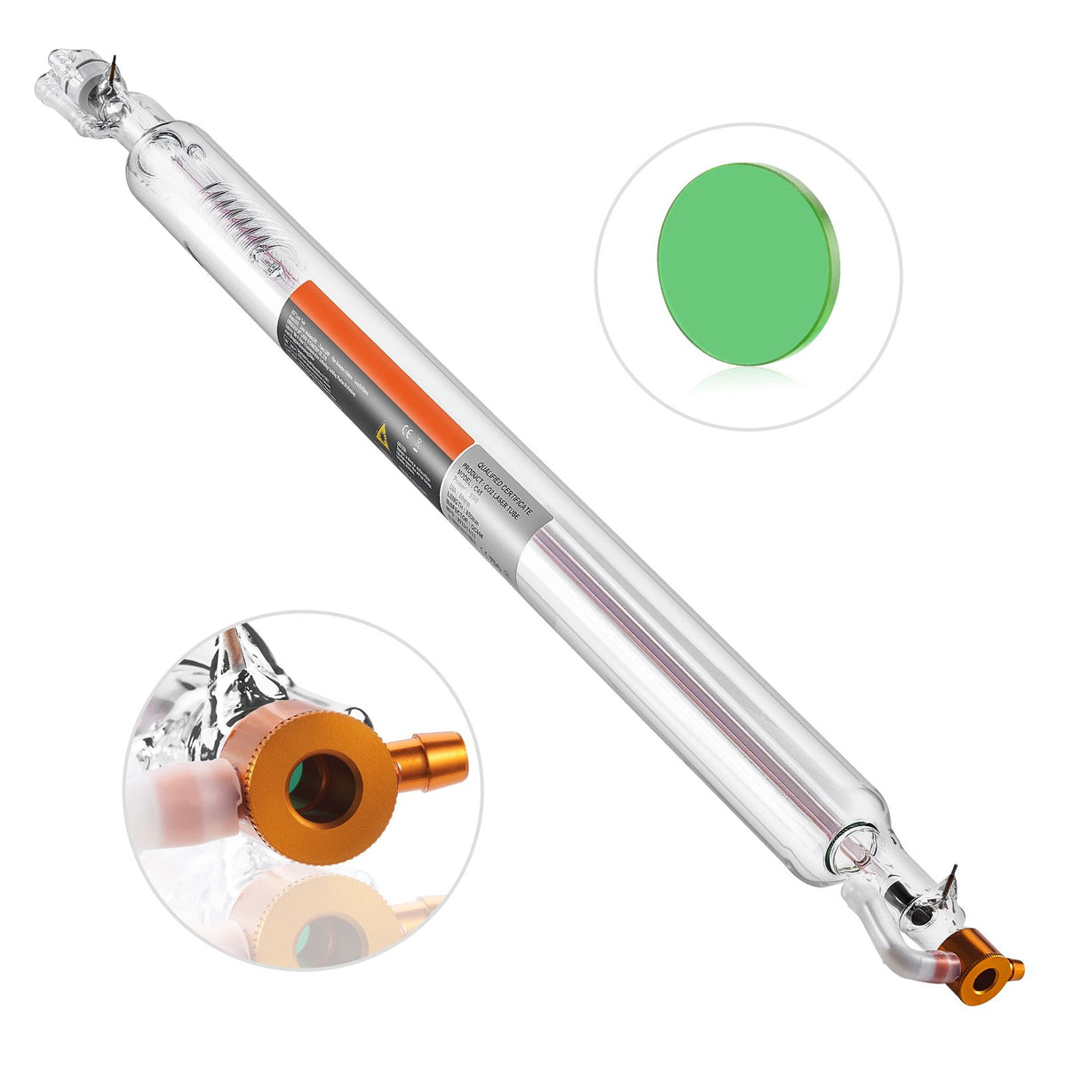 Laser Tube, 50W CO2 Laser Tube for Laser Engraver and Cutter Machine, 850 mm Length, 50 mm Diameter, Glass Laser Cutting Tube with TEM00 Beam Mode, for Wood Acrylic Fabric Leather Bamboo