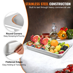 Hotel Pans Full Size 2.5 Inch Deep, Steam Table Pan 6 Pack , 22 Gauge/0.8mm Thick Stainless Steel Hotel Pan Anti Jam Steam Table Pan