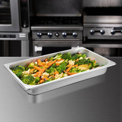 Hotel Pans Full Size 2.5 Inch Deep, Steam Table Pan 6 Pack , 22 Gauge/0.8mm Thick Stainless Steel Hotel Pan Anti Jam Steam Table Pan