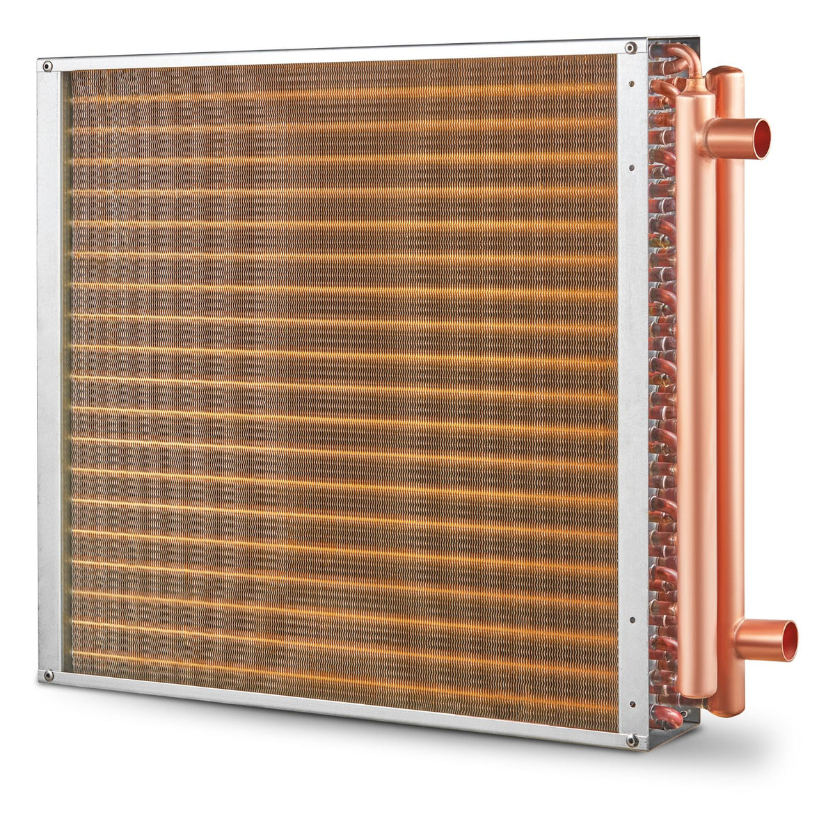 20"x 20" Heat Exchanger Water to Air 3-Row 3/8" Copper Ports 242 Fins
