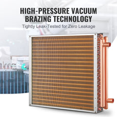 20"x 20" Heat Exchanger Water to Air 3-Row 3/8" Copper Ports 242 Fins