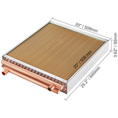 20"x 20" Heat Exchanger Water to Air 3-Row 3/8" Copper Ports 242 Fins