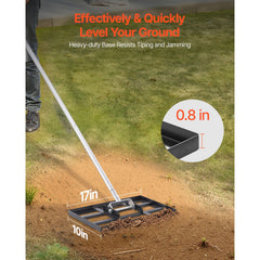 254 x 430 mm Lawn Leveling Rake 1980 mm Adjustable Handle for Yard Golf Court