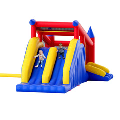 Inflatable Bounce House, Outdoor High Quality Playhouse Trampoline, Jumping Bouncer with Blower, Slide, and Storage Bag, Family Backyard Bouncy Castle, for Kid Ages 3_8 Years, 4.6x2.6x2.3m
