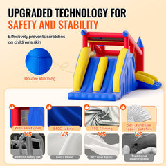 Inflatable Bounce House, Outdoor High Quality Playhouse Trampoline, Jumping Bouncer with Blower, Slide, and Storage Bag, Family Backyard Bouncy Castle, for Kid Ages 3_8 Years, 4.6x2.6x2.3m