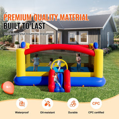 Inflatable Bounce House, Outdoor High Quality Playhouse Trampoline, Jumping Bouncer with Blower, Slide, and Storage Bag, Family Backyard Bouncy Castle, for Kid Ages 3_10 Years, 4.5x4.4x2m