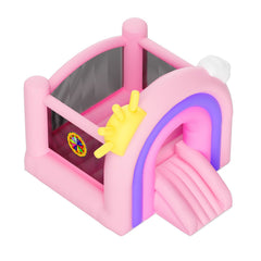 Inflatable Bounce House, Indoor Outdoor Playhouse Trampoline, Kid Jumping Bouncer with Blower, Slide, Storage Bag, Family Backyard Bouncy Castle, for Girls Boys Ages 3_8 Years, 2.8x2.3x2.3m