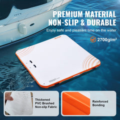 Inflatable Floating Dock, 10 x 10FT Inflatable Dock Platform, Non-Slip Water Floating Dock Mat with Portable Carrying Bag & Detachable Ladder, Floating Platform Island Raft for Pool Beach Ocean