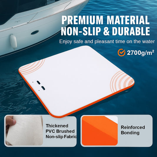 Inflatable Floating Dock, 7 x 7FT Inflatable Dock Platform, Non-Slip Water Floating Dock Mat with Portable Carrying Bag & Detachable Ladder, Floating Platform Island Raft for Pool Beach Ocean