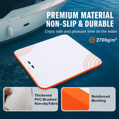 Inflatable Floating Dock, 7 x 7FT Inflatable Dock Platform, Non-Slip Water Floating Dock Mat with Portable Carrying Bag & Detachable Ladder, Floating Platform Island Raft for Pool Beach Ocean