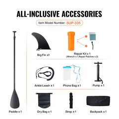 Inflatable Stand Up Paddle Board, 152 mm Wide SUP Paddleboard, with Board Accessories, Pump, Paddle, Fin, Phone Bag, Backpack, Ankle Leash, Repair Kit, Non-slip Deck for Youth & Adults