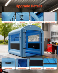 Inflatable Paint Booth, 3 x 2.5 x 2.5 m, Inflatable Spray Booth with 550W Powerful Blower and Air Filter System, Round Roof with Light Hook, for Painting Bicycle, Motorcycle, and Furniture