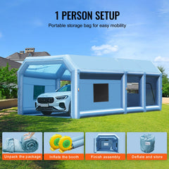 Inflatable Paint Booth 26.2x14.8x9.8ft Inflatable Spray Booth 950W+750W