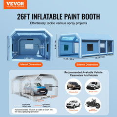 Inflatable Paint Booth 26.2x14.8x9.8ft Inflatable Spray Booth 950W+750W