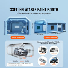 Inflatable Paint Booth 29.5x15.7x11.8ft Inflatable Spray Booth 950W+750W