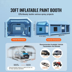 Inflatable Paint Booth 29.5x15.7x11.8ft Inflatable Spray Booth 950W+750W