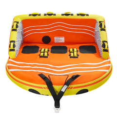 Towable Tube for Boating, 1-3 Riders Inflatable Boat Tubes and Towables, 510lbs Water Sport Towable Tube for Boat to Pull - with Full Nylon Cover, 16 Grab Handles, Dual Tow Points & Safety Valve