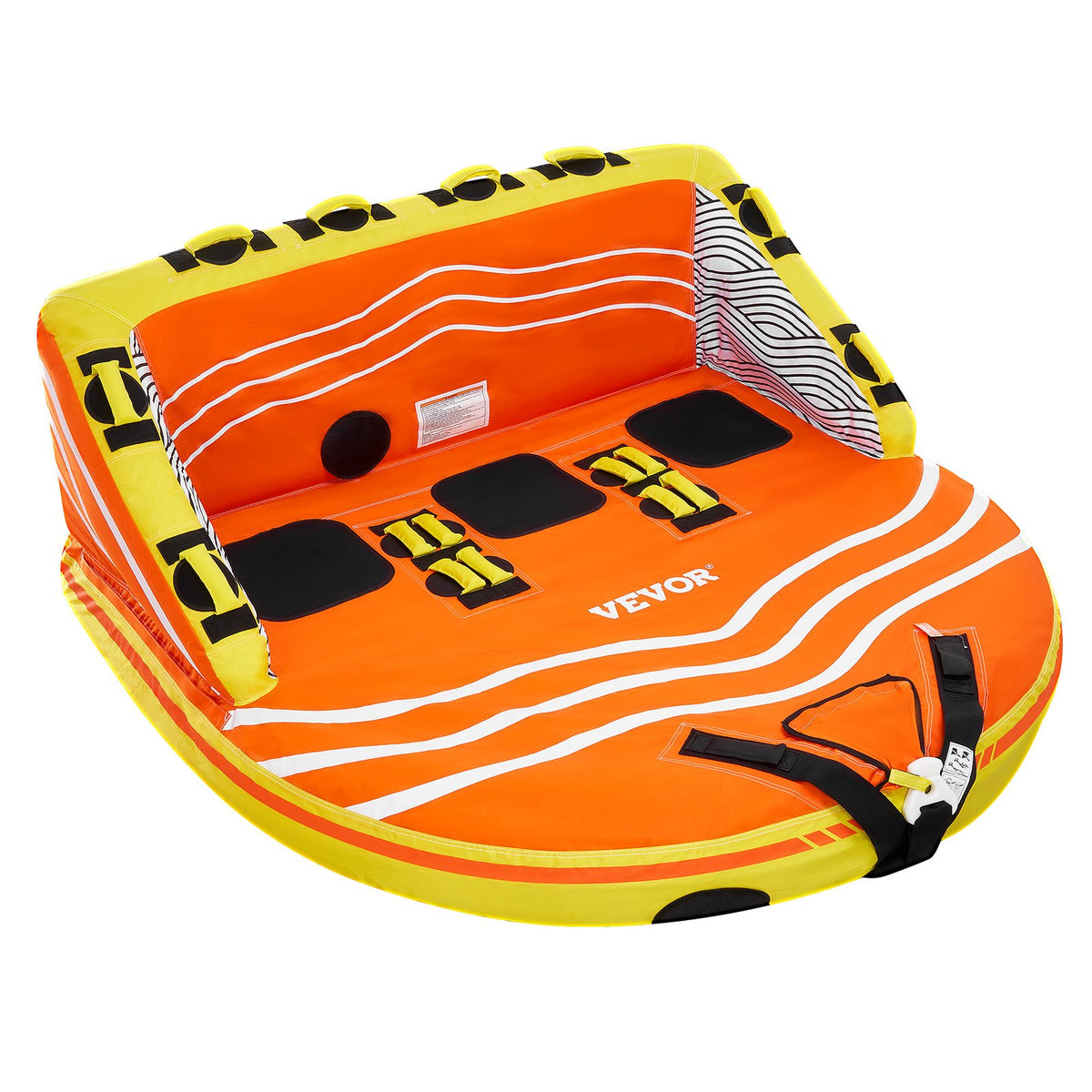 Towable Tube for Boating, 1-3 Riders Inflatable Boat Tubes and Towables, 510lbs Water Sport Towable Tube for Boat to Pull - with Full Nylon Cover, 16 Grab Handles, Dual Tow Points & Safety Valve