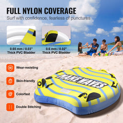 Towable Tube for Boating, 1-3 Riders Inflatable Towable Tube with Bumper Fins, 510 lbs Water Sport Towable Tubes for Boats to Pull, Full Nylon Cover, EVA Grab Handles and Speed Safety Valve