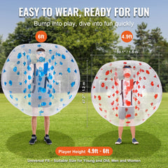 Inflatable Bumper Balls 2-Pack, 5FT/1.5M Body Sumo Zorb Balls for Teen & Adult, 0.8mm Thick PVC Human Hamster Bubble Balls for Outdoor Team Gaming Play, Bumper Bopper Toys for Garden, Yard, Park