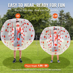 Inflatable Bumper Ball 1-Pack, 5FT/1.5M Body Sumo Zorb Balls for Teen & Adult, 0.8mm Thick PVC Human Hamster Bubble Balls for Outdoor Team Gaming Play, Bumper Bopper Toys for Garden, Yard, Park