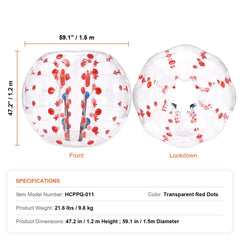Inflatable Bumper Ball 1-Pack, 5FT/1.5M Body Sumo Zorb Balls for Teen & Adult, 0.8mm Thick PVC Human Hamster Bubble Balls for Outdoor Team Gaming Play, Bumper Bopper Toys for Garden, Yard, Park