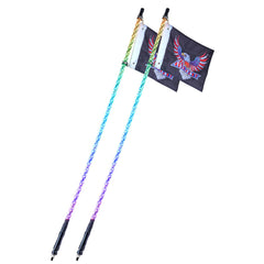 2 PCS 5 FT Whip Light, APP & RF Remote Control Led Whip Light, Waterproof Spiral RGB Chasing Lighted Whips with 4 Flags, for UTVs, ATVs, Motorcycles, RZR, Can-am, Trucks, Off-road, Go-karts