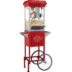 Popcorn Popper Machine with Cart Popcorn Maker 850W 8 Oz 48 Cups Red